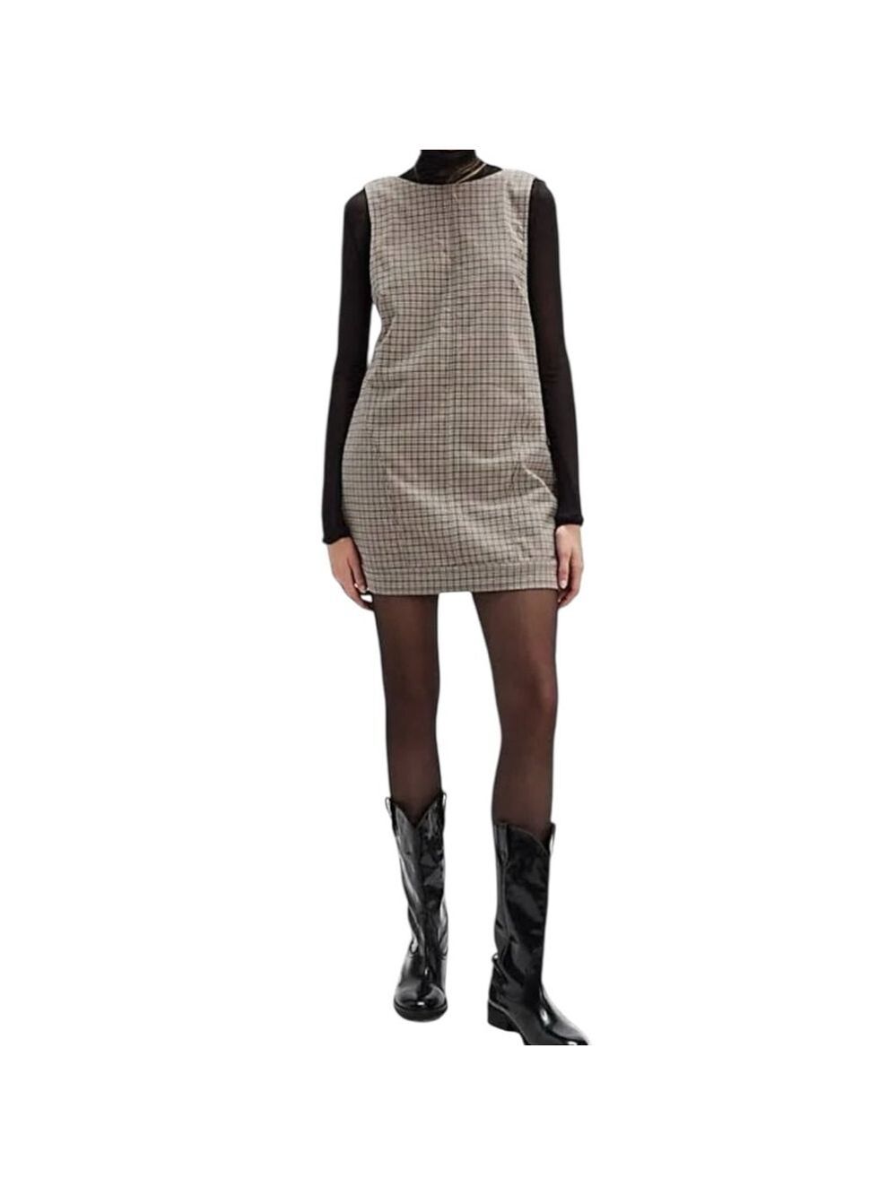 Free People Plaid Mini Dress Size M Sage Combo